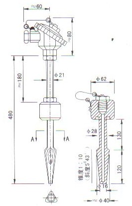 熱套式熱電偶(熱電阻)產品結構圖